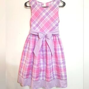 Ashley ANN Party DRESS Pink PURPLE White Plaid MIDI UNDERSLIP Girls Size 16